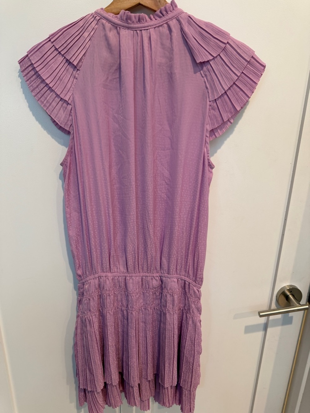 Current Air Mauve Tie-Neck Pleated Sleeve Mini Dress - Picture 5 of 5